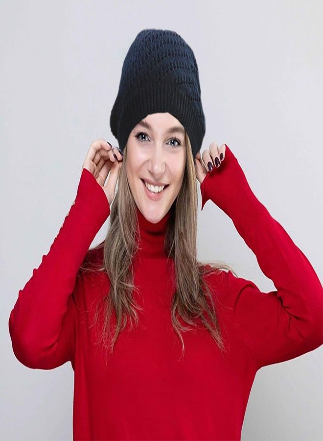 kilsel Thin Crochet Beanie Hat for Women Summer Winter Fall Mesh Slouchy Knit Hats Lightweight Crochet Caps Black - Image 5